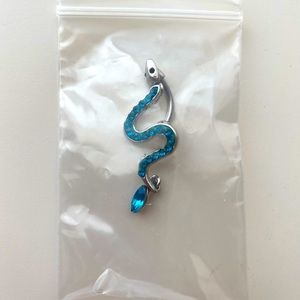 NWT! BLUE RHINESTONE SNAKE BELLYBUTTON RING!